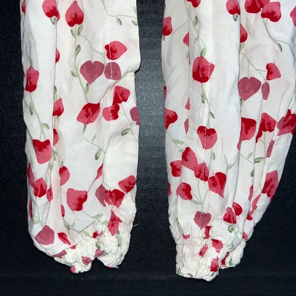 Jessica Simpson toddler one-piece outfit, cream with red flower petals all over - Picture 6 of 12